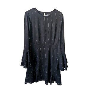 Womens Fit Flare Ruffle Dress Sz Med whimsigoth Fairygrunge Office Siren Capsule